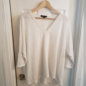 Style & Co. White Relaxed V-Neck Tunic